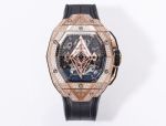 Hublot Big Band Sangbleu III 42mm Blue Dial Rose Gold Case Diamond Bezel 7750 Movement Lady and Men Watch